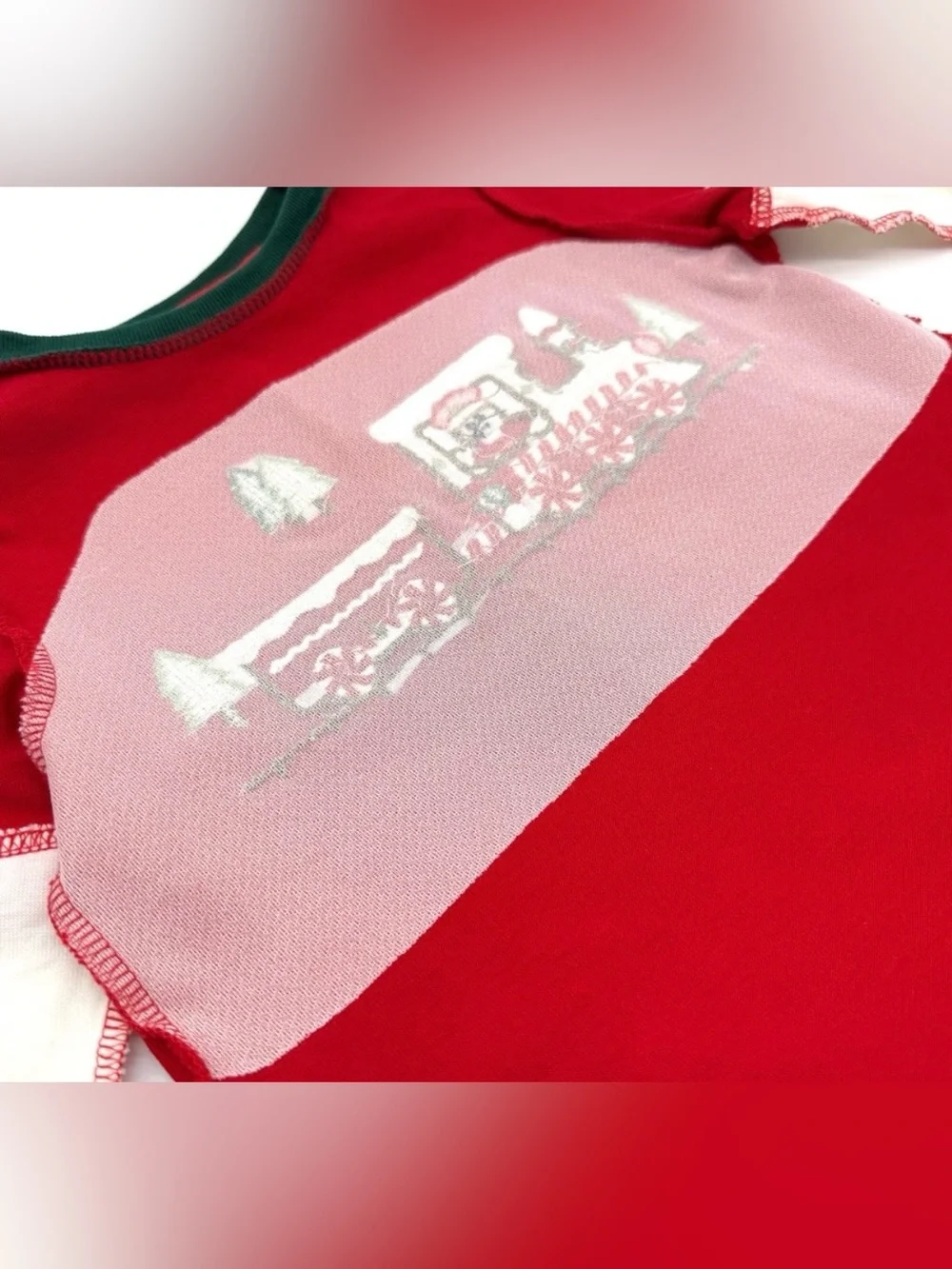 EUC Gymboree Holiday Embroidered Train Layered Top - Gingerbread House - Red 2T